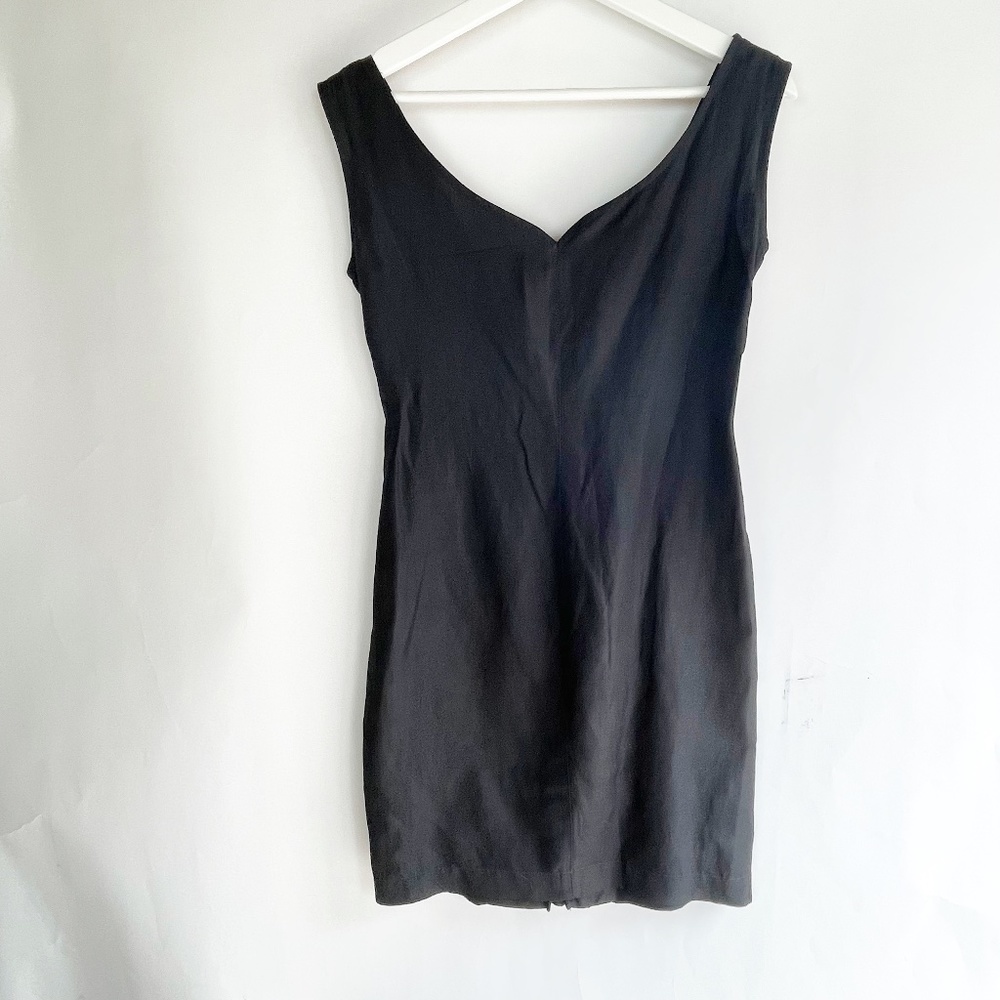 Byblos Women Dress Size 6 Black Silk  Linen Sleeveless Vintage 90's